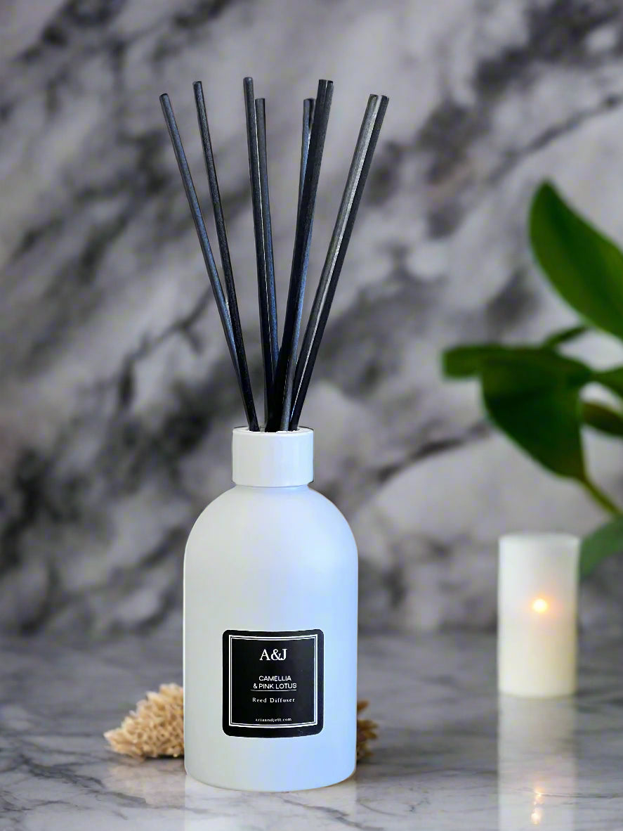 Boston Tall Reed Diffuser-Camellia & Pink Lotus Blossom ...